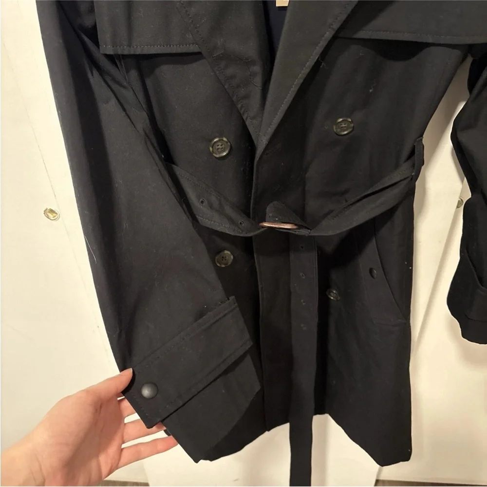 NWT J.Crew New Icon Trench Coat Black Hooded Hood Belt Jacket - Picture 9 of 9